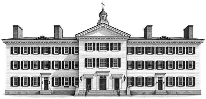 Engraving of Dartmouth Hall at Dartmouth College