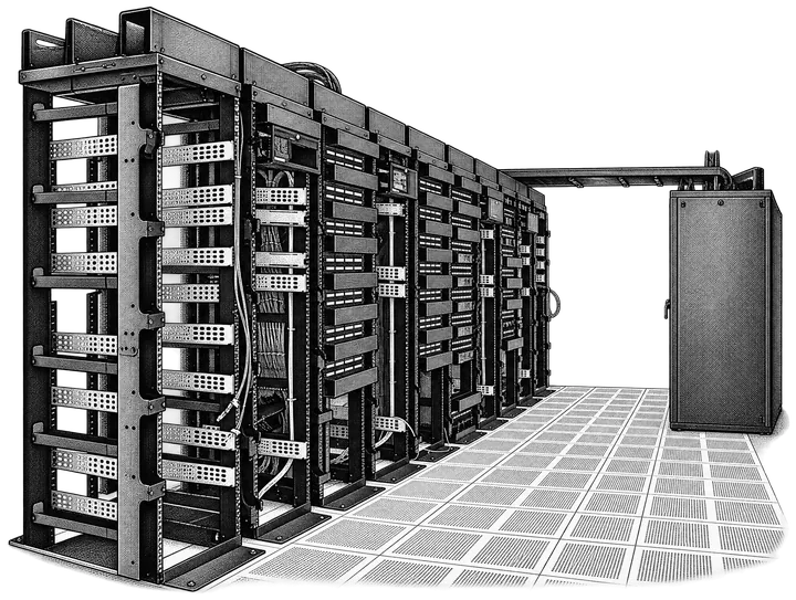 Engraving of Datacenter Server Racks